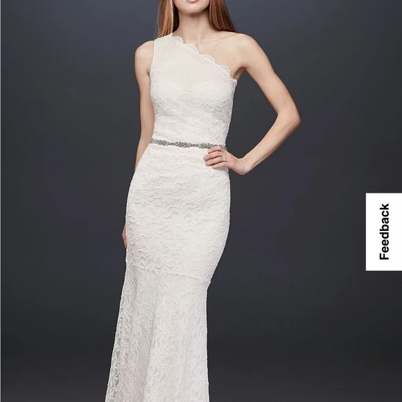 David's Bridal | Dresses | Davids Bridal Stretch Scalloped Wedding Dress |  Poshmark